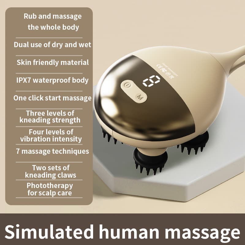 Intelligent 3D Electric Head & Scalp Massager - 7 Massage - Yellow