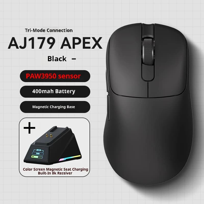 Tri-Mode Wireless Gaming Mouse with 8000Hz Polling Rate, PAW3950 - Black