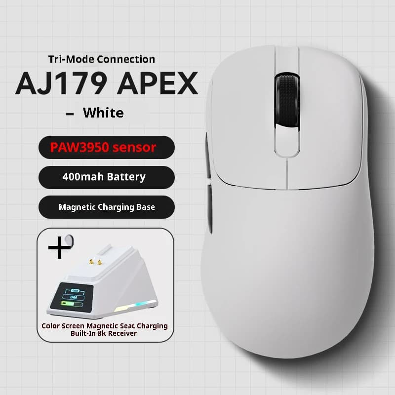 Tri-Mode Wireless Gaming Mouse with 8000Hz Polling Rate, PAW3950 - White
