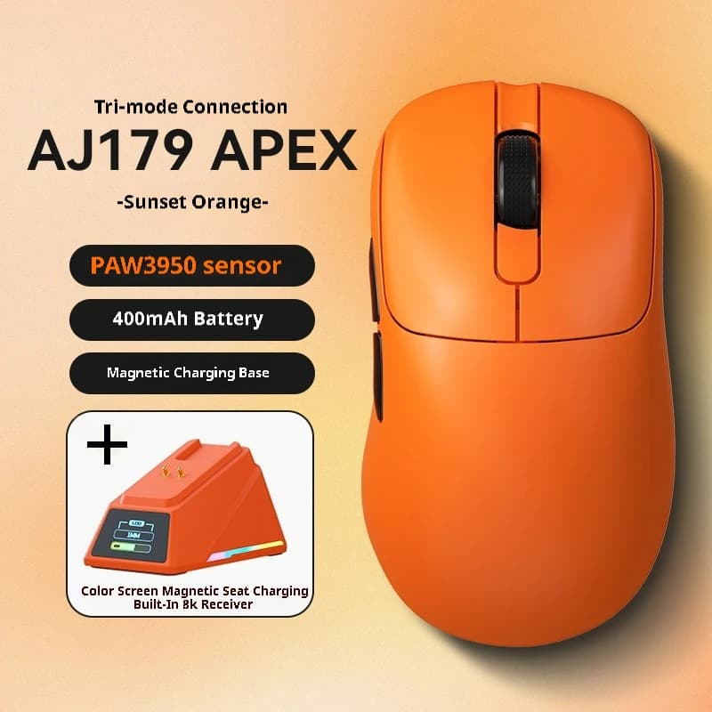 Tri-Mode Wireless Gaming Mouse with 8000Hz Polling Rate, PAW3950 - Orange