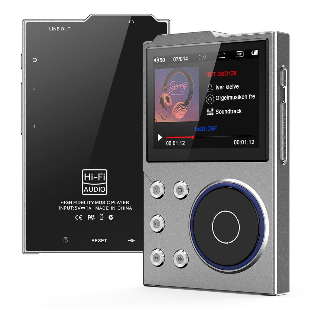 Portable Hi-Res Digital Audio Player - DSD, Dual DAC - Grey 16GB + 16GB