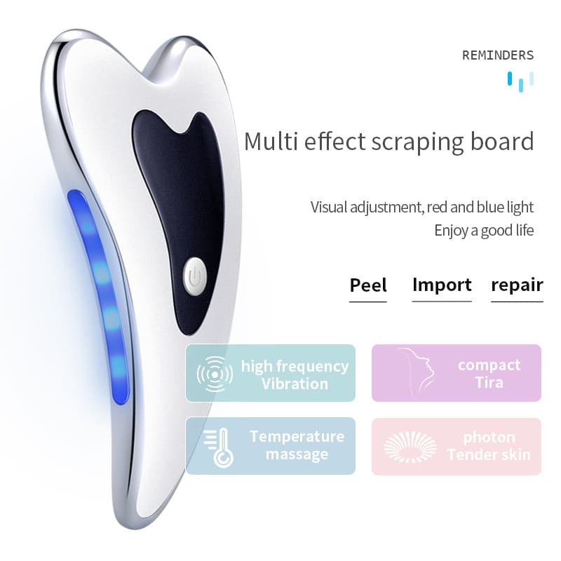 Electric Gua Sha Facial Massager with Heat, Vibration & LED Light - White