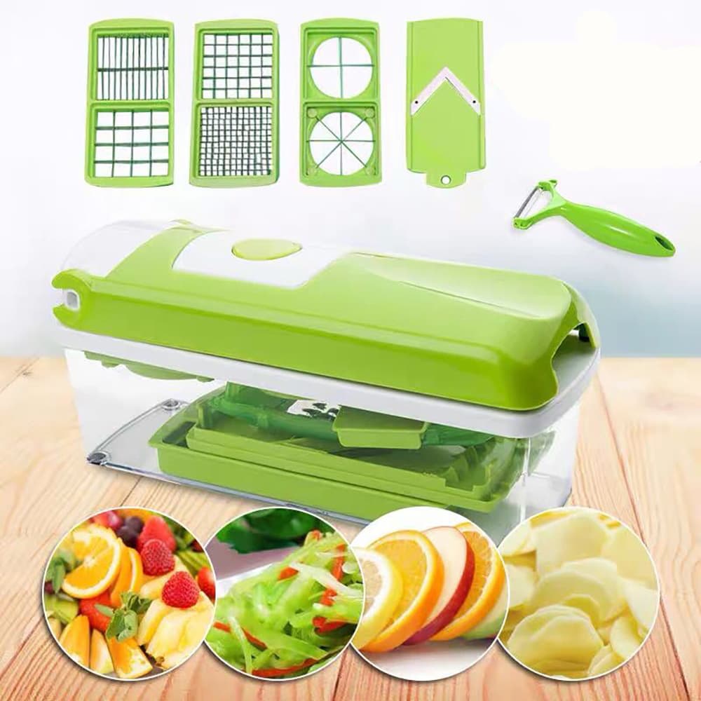 Multi-Functional Vegetable Chopper & Slicer Set - Dicer, Grater - Green