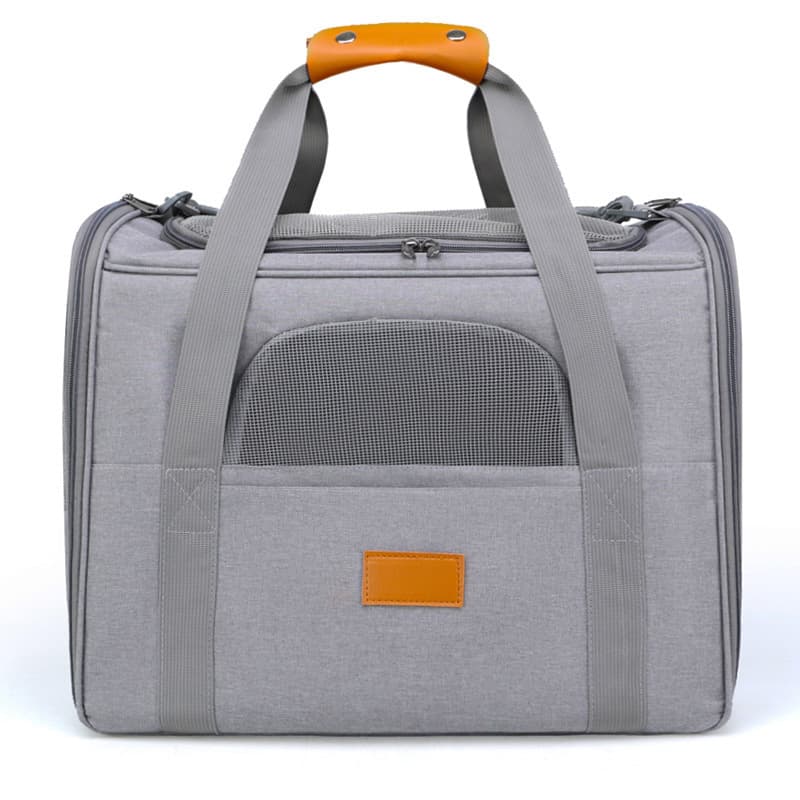 Foldable Soft-Sided Pet Carrier for Travel - Fits Cats & Small Dogs - Grey