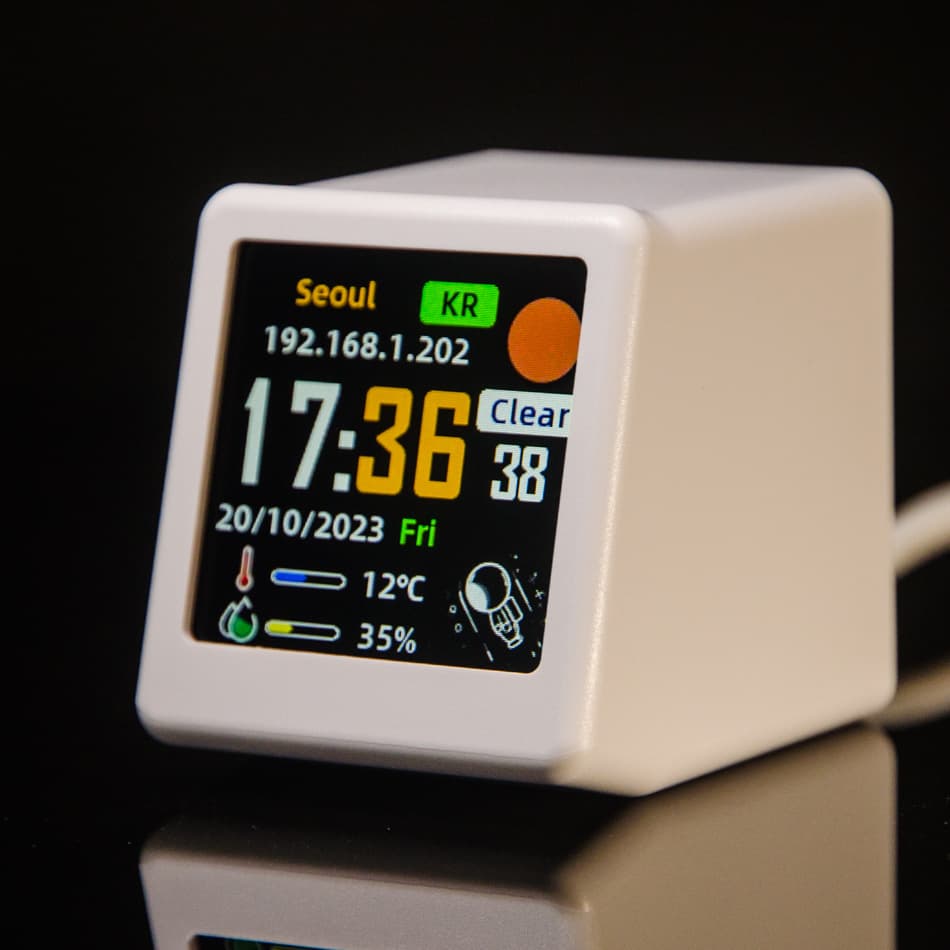 2-Piece Mini Smart Wi-Fi Weather Station Clock - Desktop Digital - White