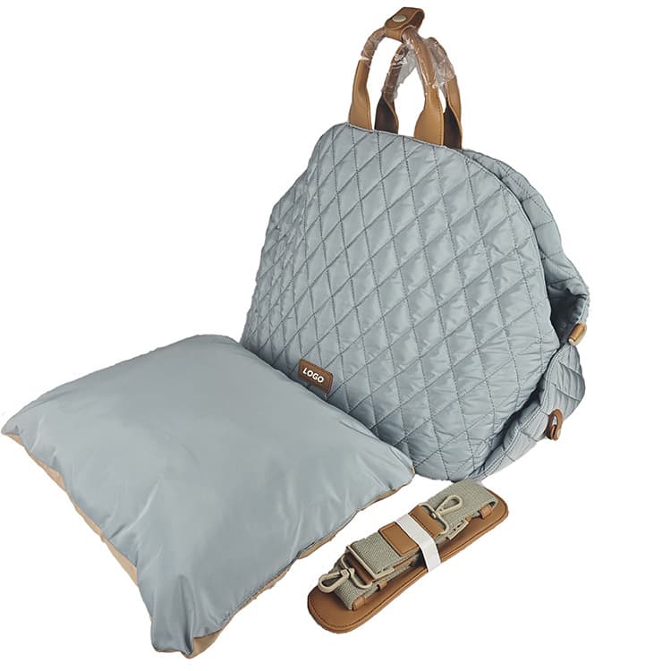 Quilted 2-in-1 Pet Travel Carrier & Car Booster Seat - Blue gray - Blue-gray