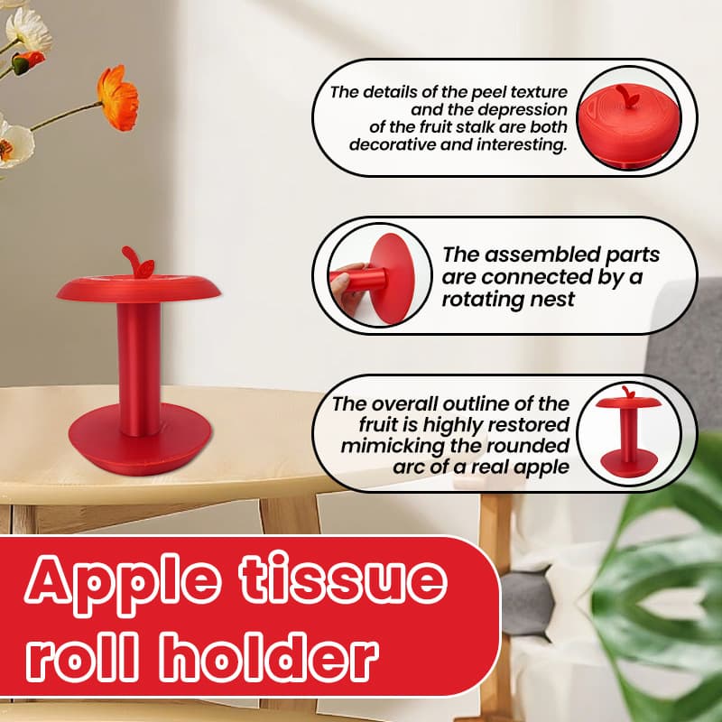 Apple-Shaped Adjustable Tissue Roll Holder - Fun & Practical Desktop - Red