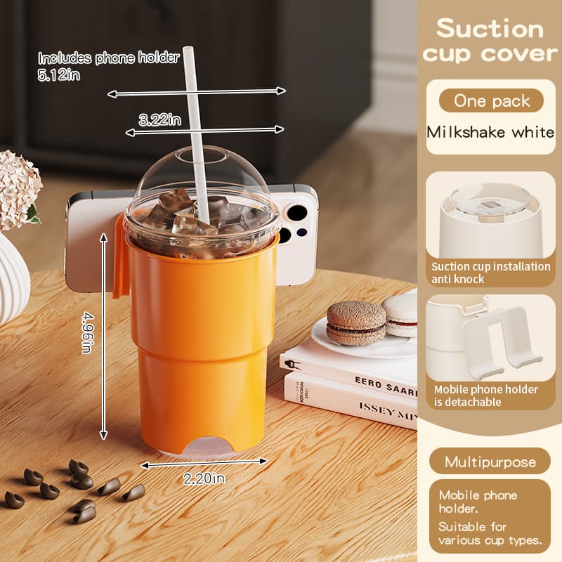Multi-Purpose Anti-Spill Cup Holder with Suction Base & Detachable - Orange