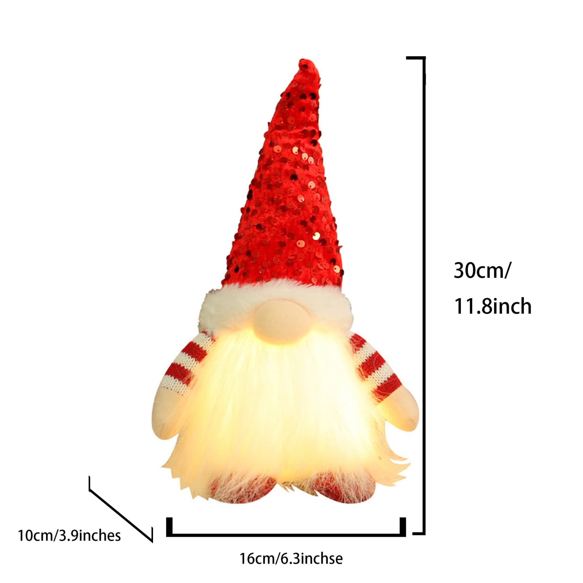 2-Piece Red Charming Light-Up Christmas Gnome - Festive Nordic Plush Holiday