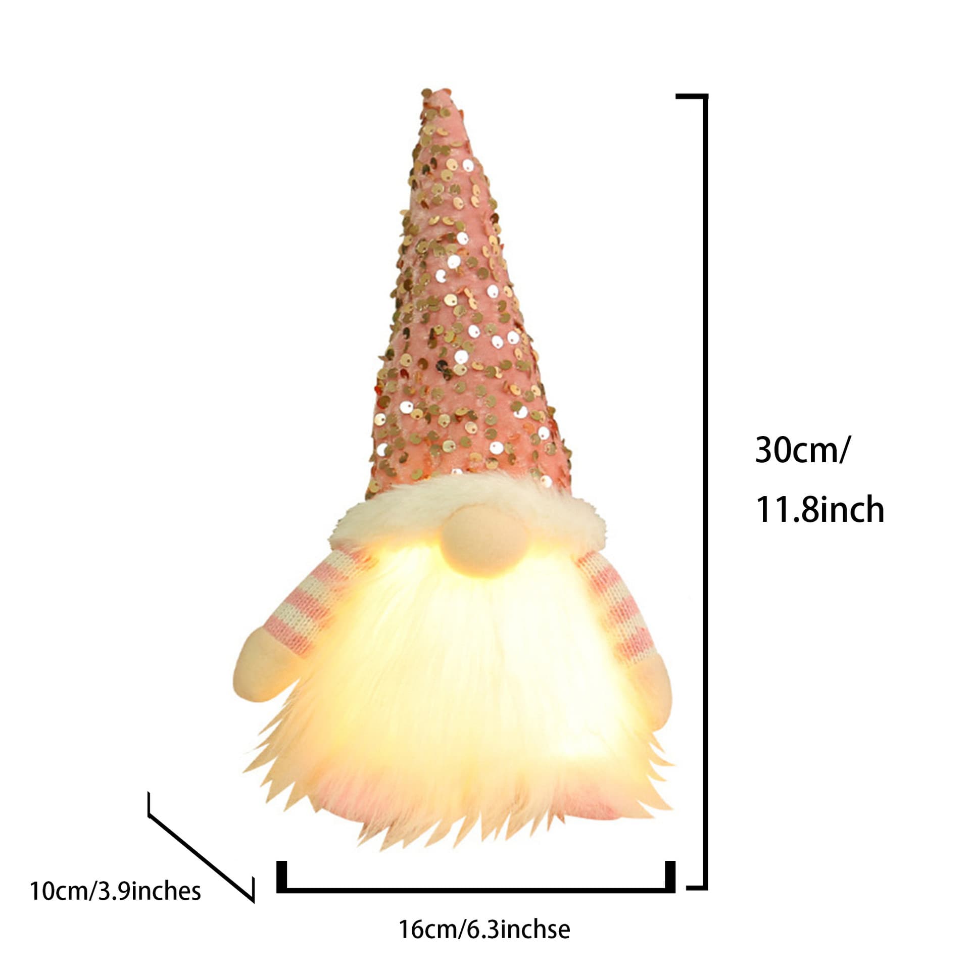 2-Piece Pink Charming Light-Up Christmas Gnome - Festive Nordic Plush