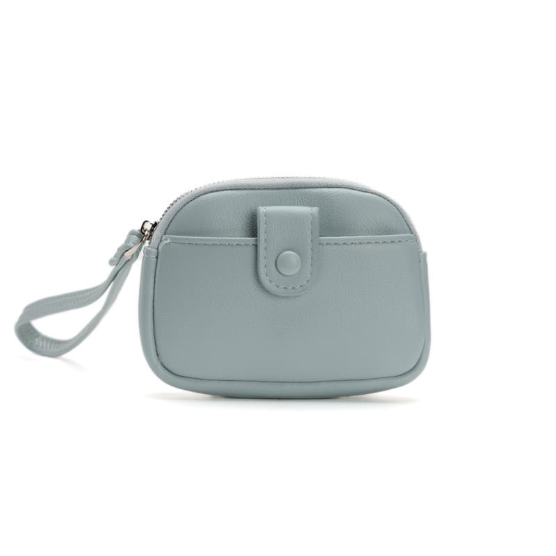 Blue Women's Compact PU Leather Coin Purse - Mini Wallet Wristlet with Card