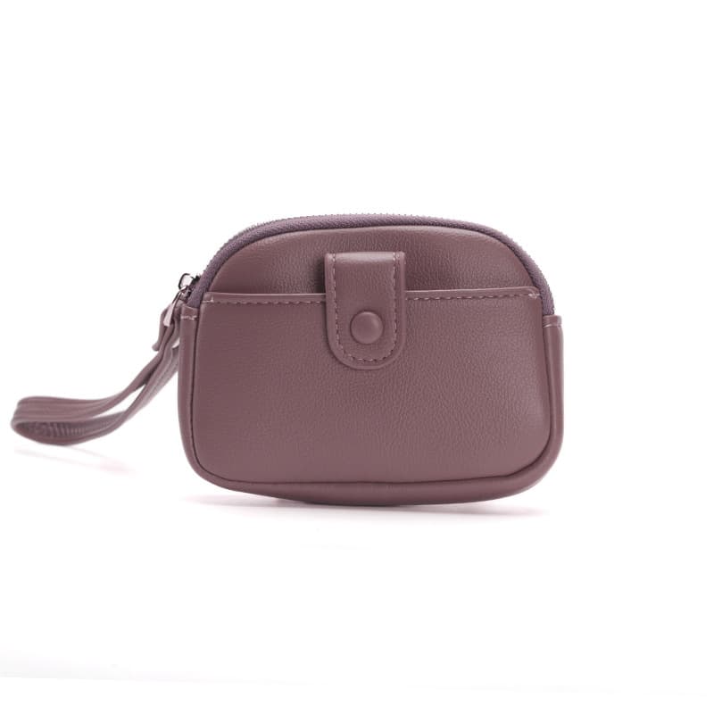 Purple Women's Compact PU Leather Coin Purse - Mini Wallet Wristlet