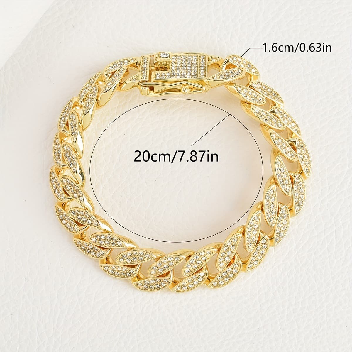Gold 16mm Iced Out Cuban Link Bracelet - Heavy Paved Rhinestone Hip Hop