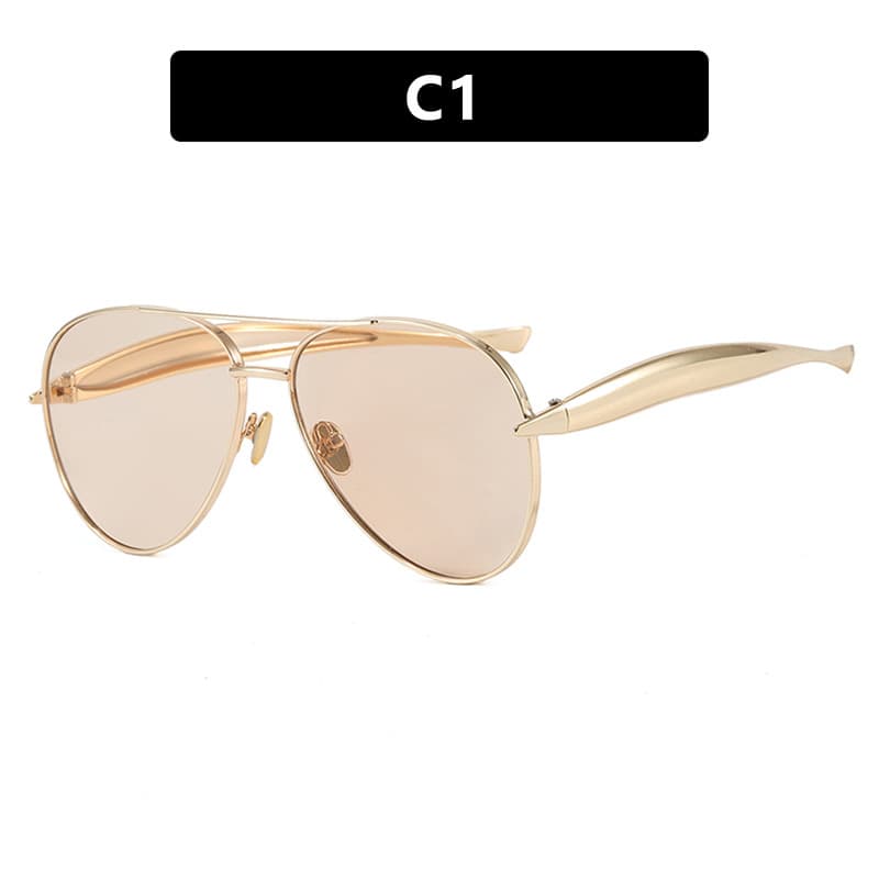 Style C1 Gold Frame Champagne Lenses Oversized Aviator - C1 Champagne