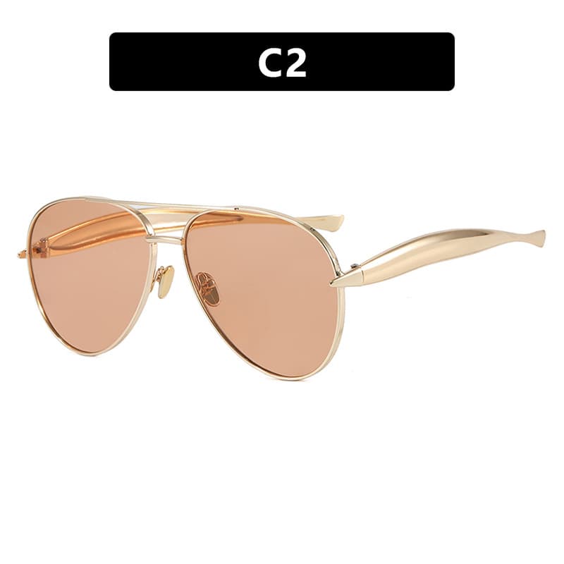 Style C2 Gold Frame Orange Lenses Oversized Aviator Sunglasses - C2 Orange