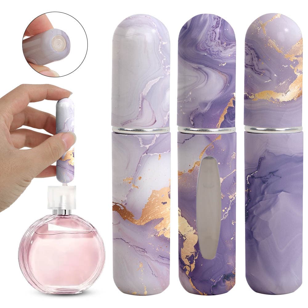 Purple Marble Travel Perfume Atomizer Set (3-Pack) - 5 ml Leakproof