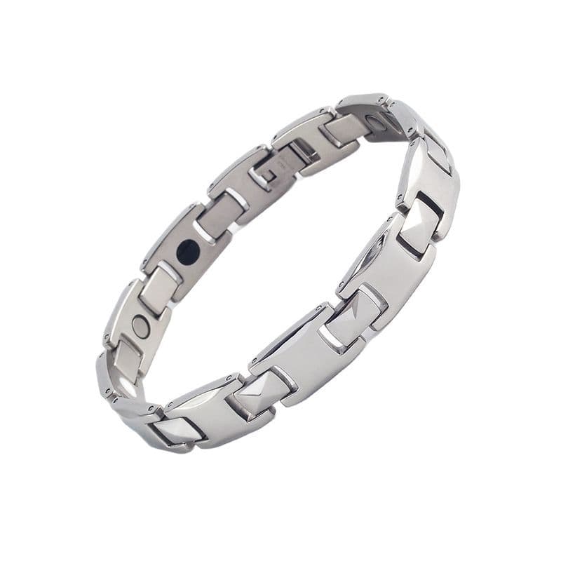 Silver Men's Titanium Steel Magnetic Bracelet with Negative Ions