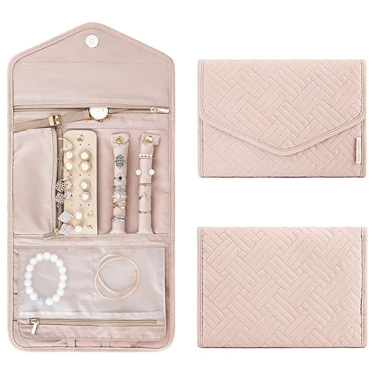 Pink Portable Jewelry Roll Bag Travel Organiser - Jewelry is not included