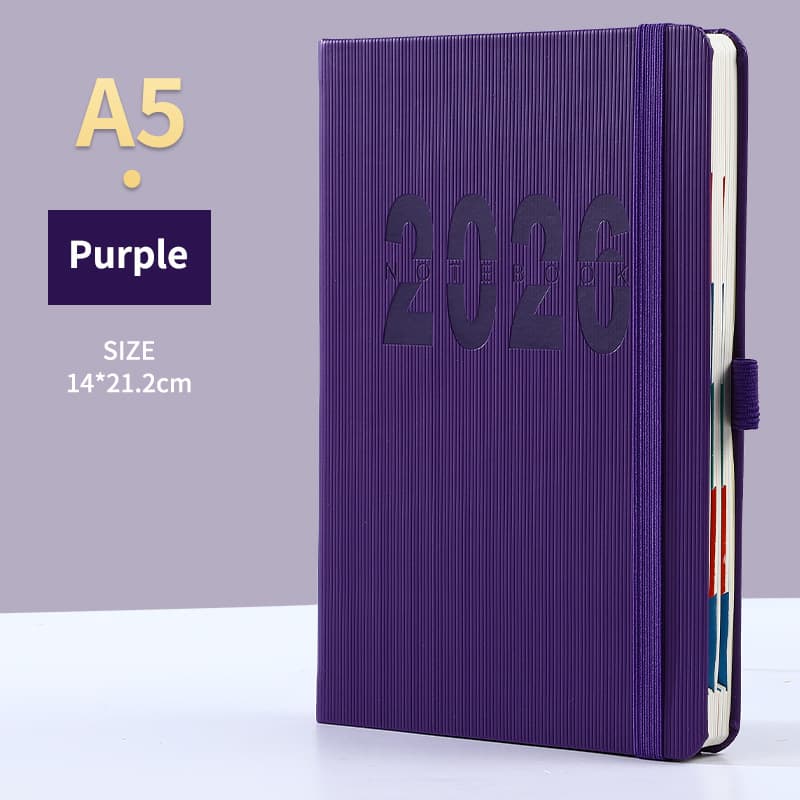 Purple 2026 A5 English Daily Planner Notebook 365-Day Schedule Book