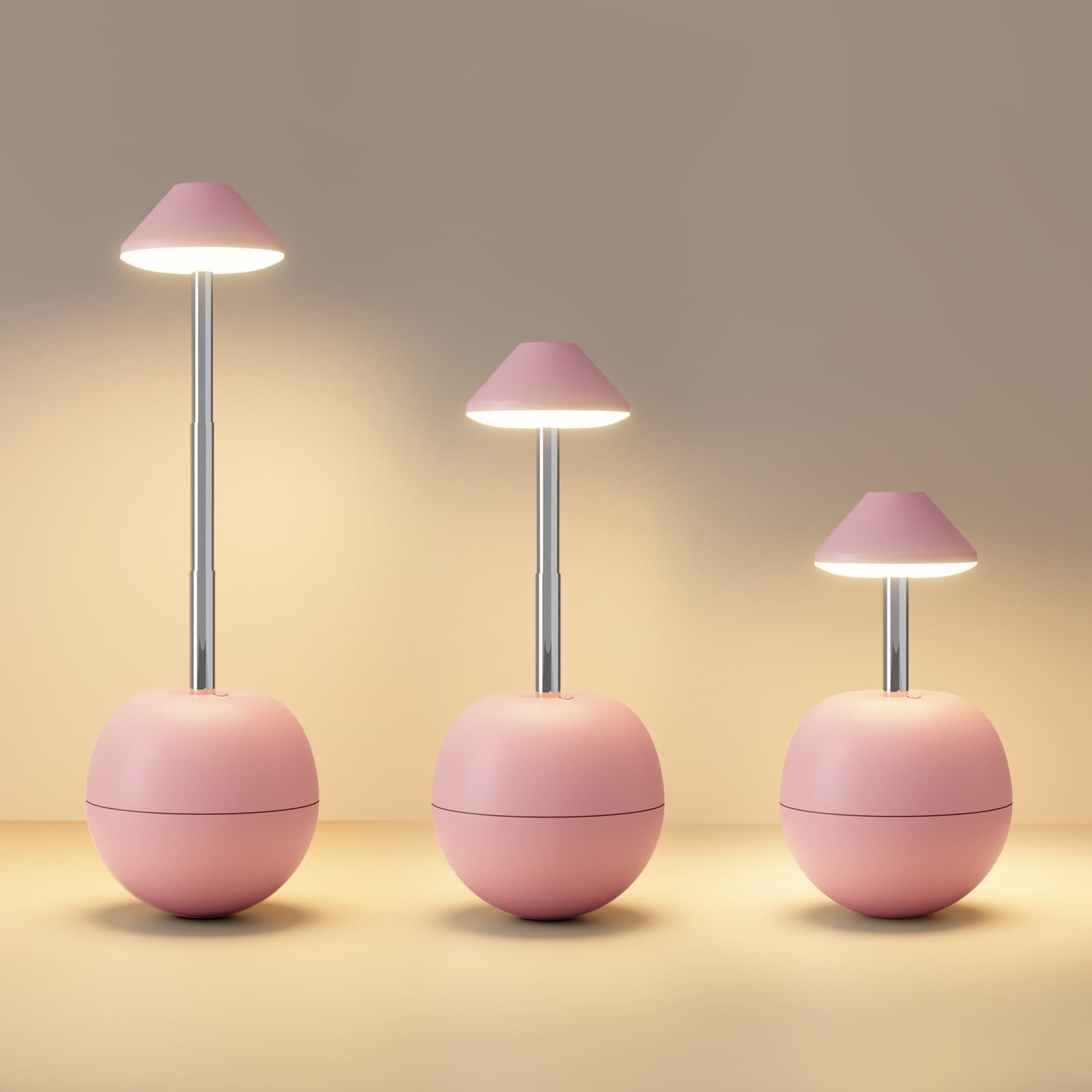 Pink Creative Tumbler LED Night Light - Rechargeable RGB Desk Lamp