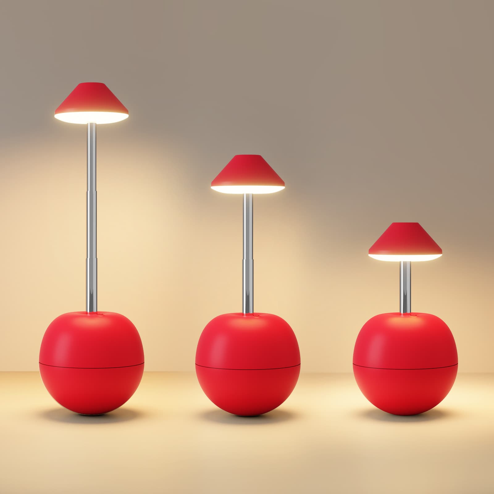 Red Creative Tumbler LED Night Light - Rechargeable RGB Desk Lamp