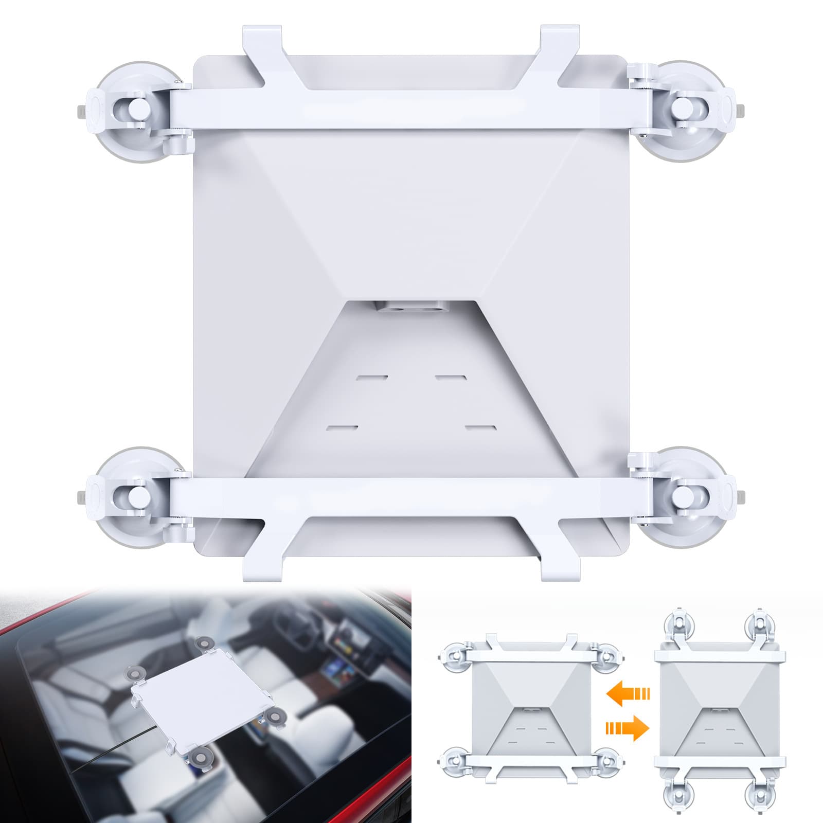 White Star Mini Car Suction Mount Bracket - Universal Glass Mount for Roof