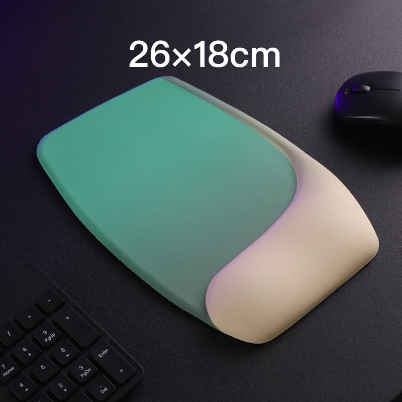 Green and White Memory Foam Wrist Rest Set - Ergonomic Mouse - Green White