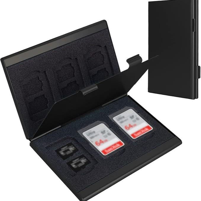 Black High-Quality Aluminum SD & TF Card Case - Memory card not included