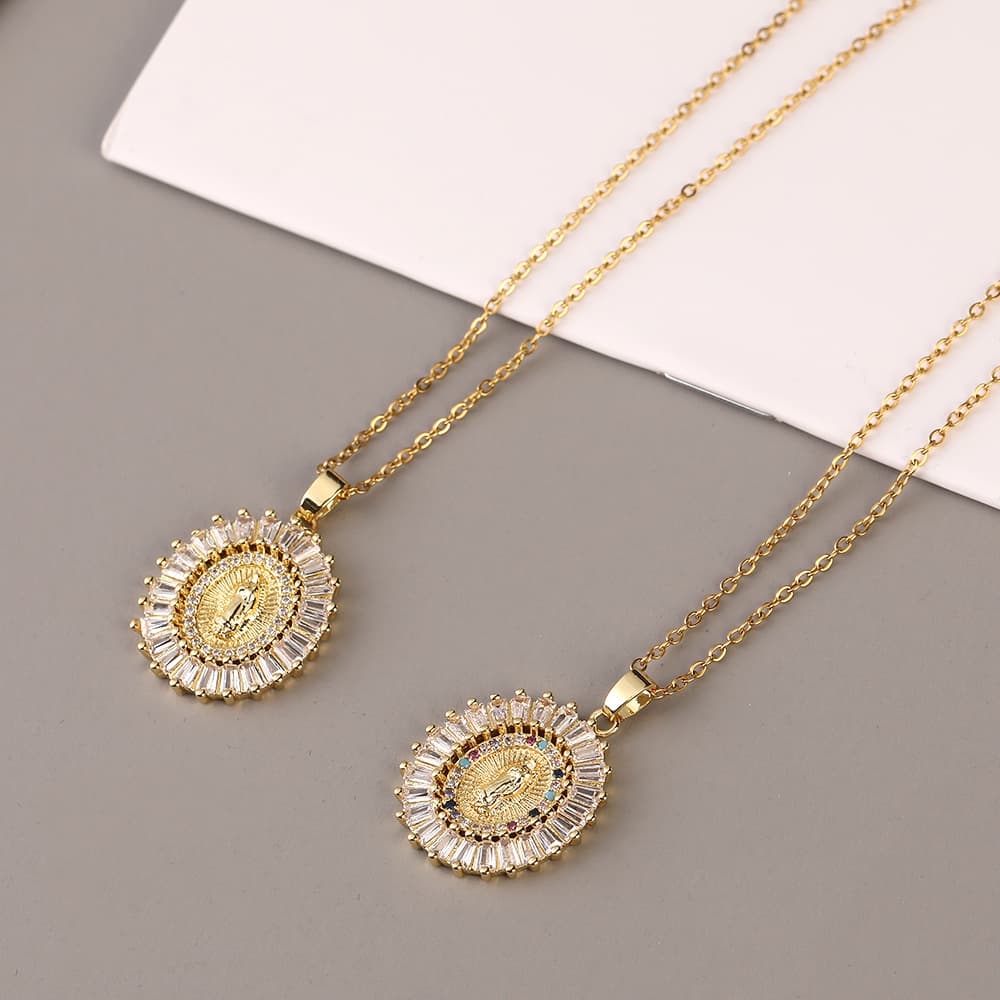 European & American Fashion Geometric Square Pendant Necklace Set - Rose