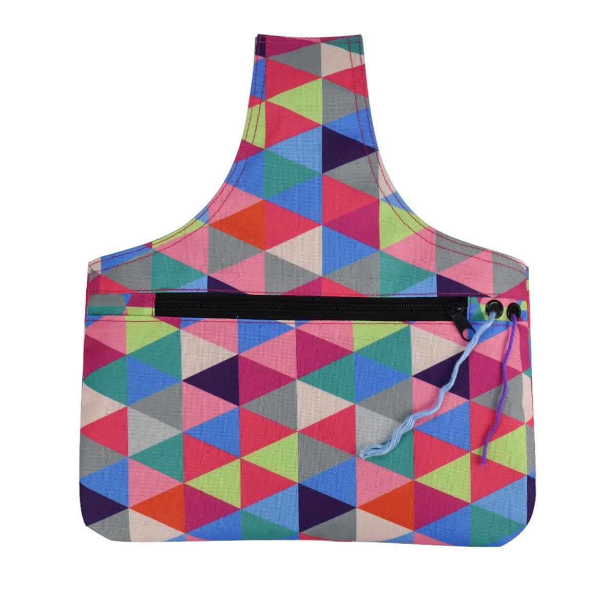 Colourful Knitting Storage Tote Bag - Colorful Geometric Triangles Craft