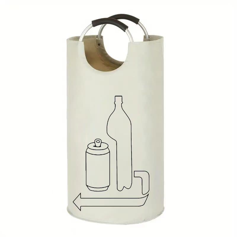 Beige Portable Oxford Fabric Collapsible Laundry Basket - Waterproof