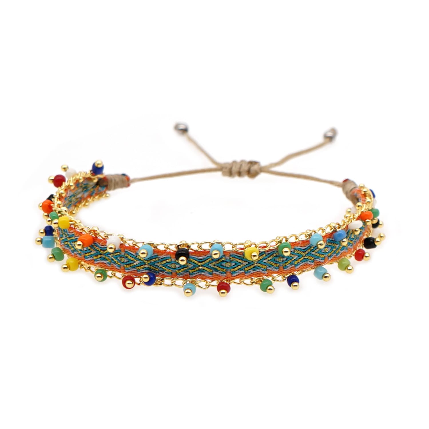 Green Style Artisan Boho Beaded Bracelet - Handmade Woven Friendship Band