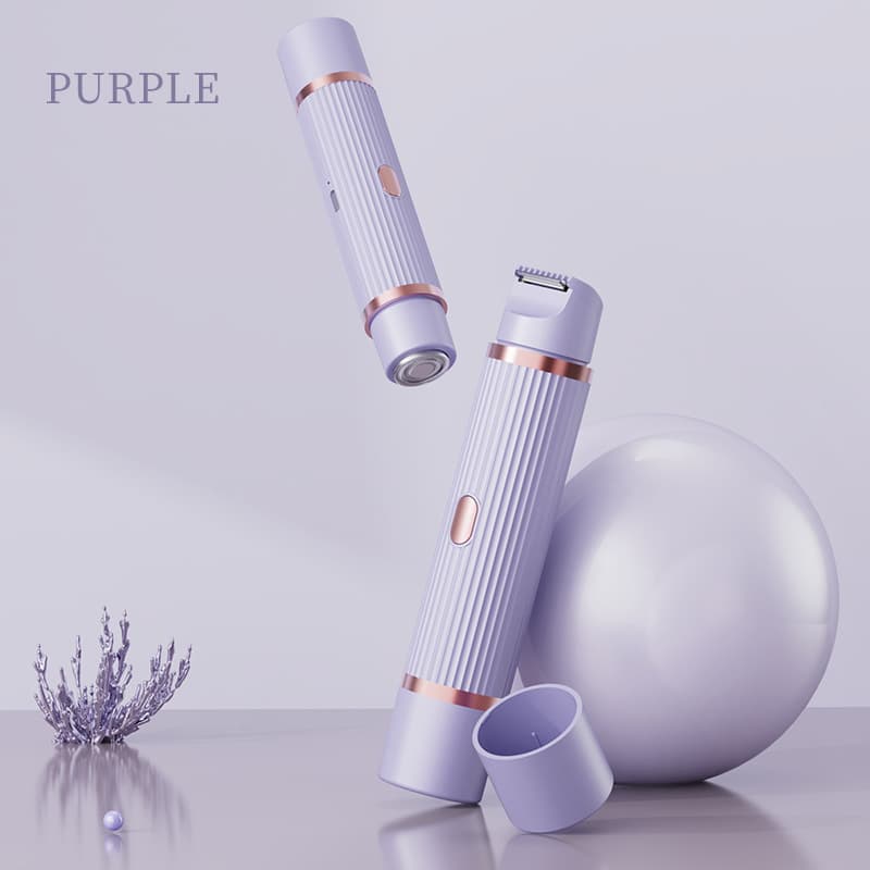 Purple Rechargeable 2-in-1 Electric Shaver for Women - Dual-Head Bikini