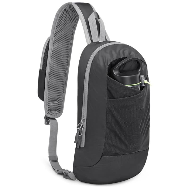 Black Lightweight Crossbody Sling Bag - Versatile Chest Daypack for Hiking