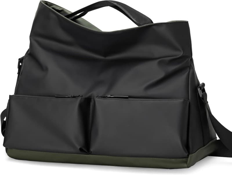 Black Large Capacity Waterproof Tote Bag - Convertible Crossbody Messenger