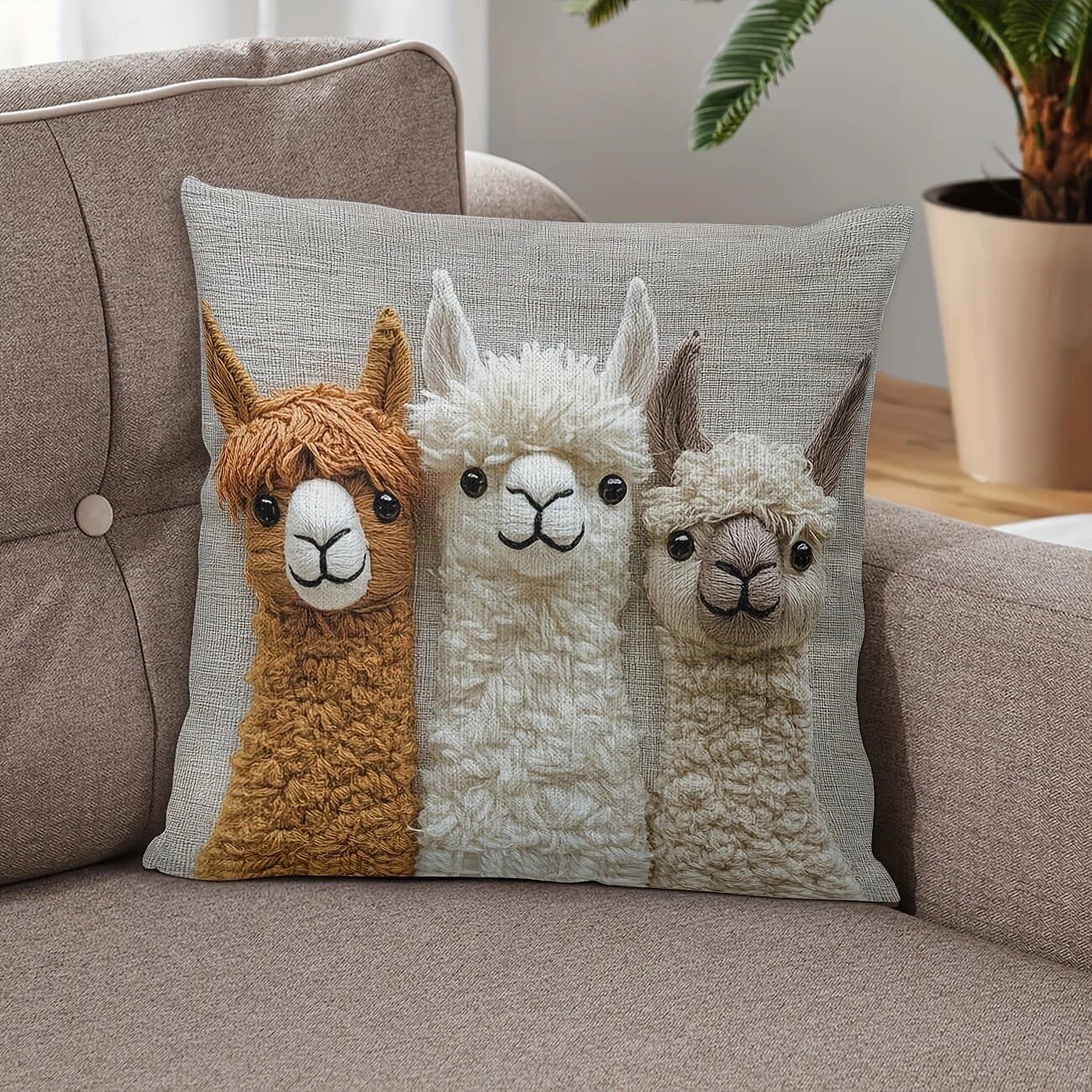 4-PCS Vintage Alpaca Friends Decorative Pillow Covers - Single-Sided Print