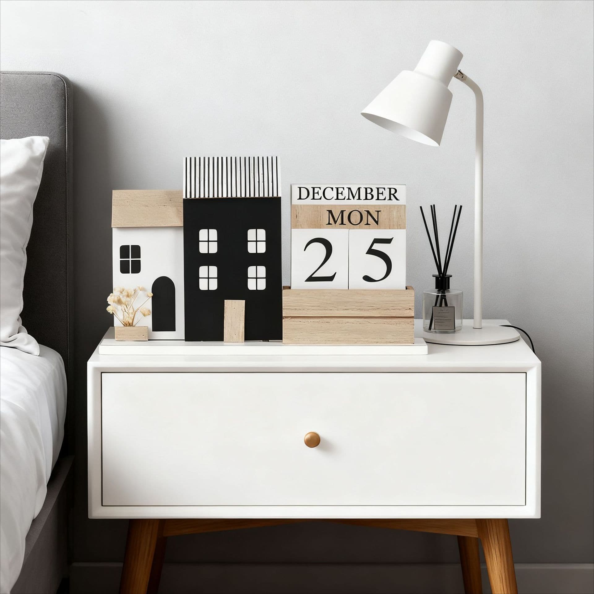 European Vintage House Perpetual Calendar - Wooden Home Decor Office Desk