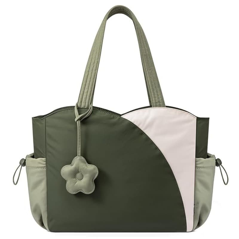 Green 16-inch Women's Tote Bag - Teacher & Nurse Puffer Work Bag, Travel