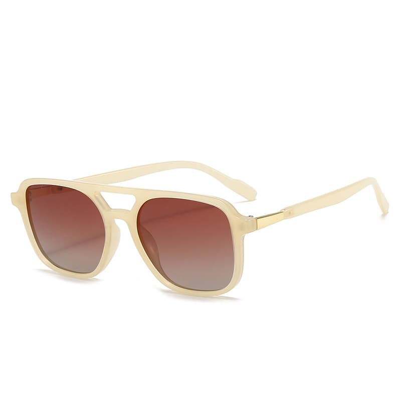 Jelly Yellow Gradient Tea Retro Double Bridge Square Frame Polarized
