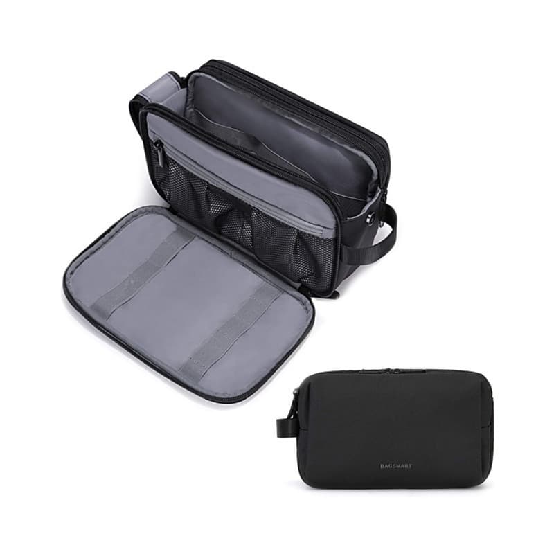 Black Large Capacity Travel Toiletry Bag - Splash-Proof - 24 × 11.7 × 16 cm