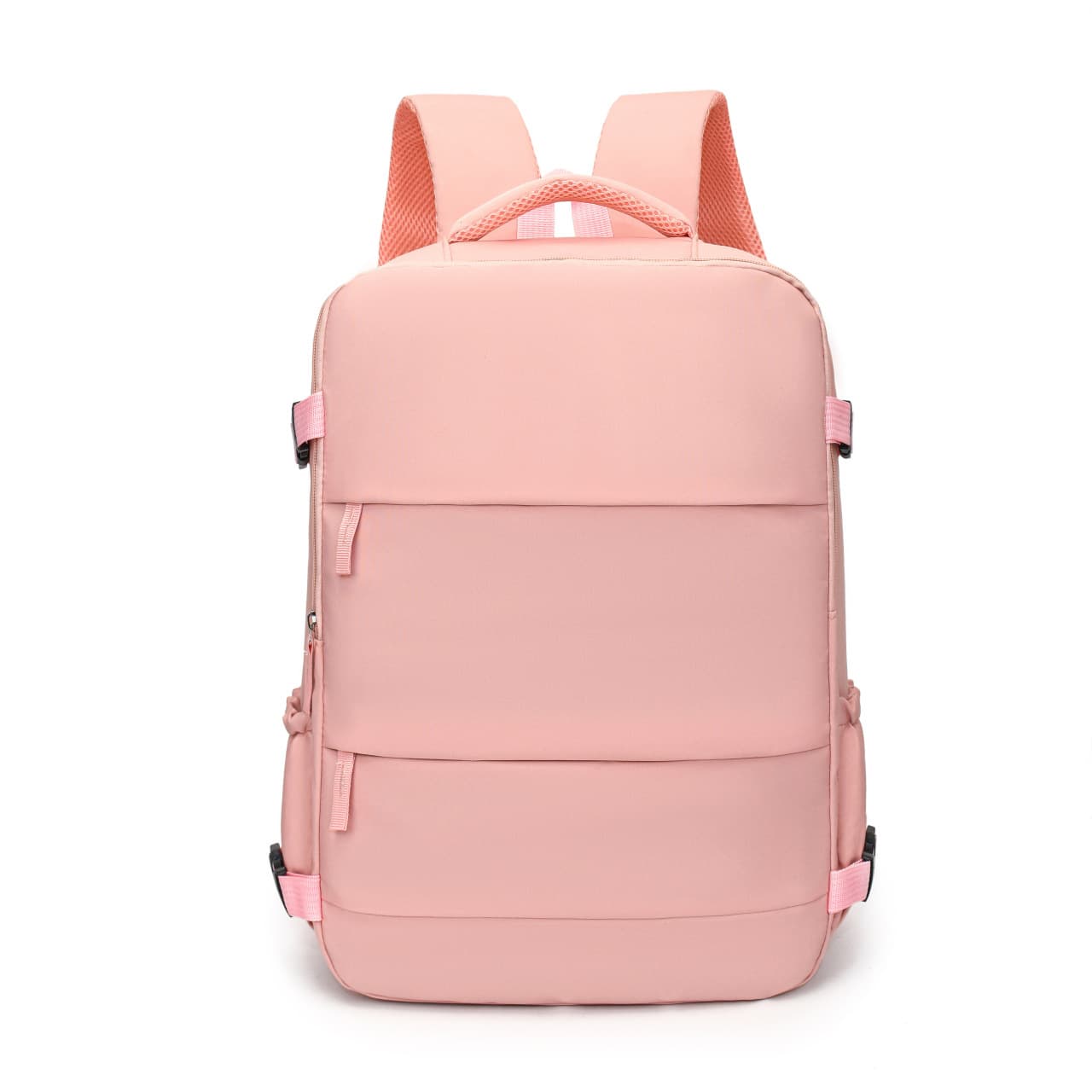 Pink 25L Travel Laptop Backpack with Shoe Compartment 180 Degree Opening