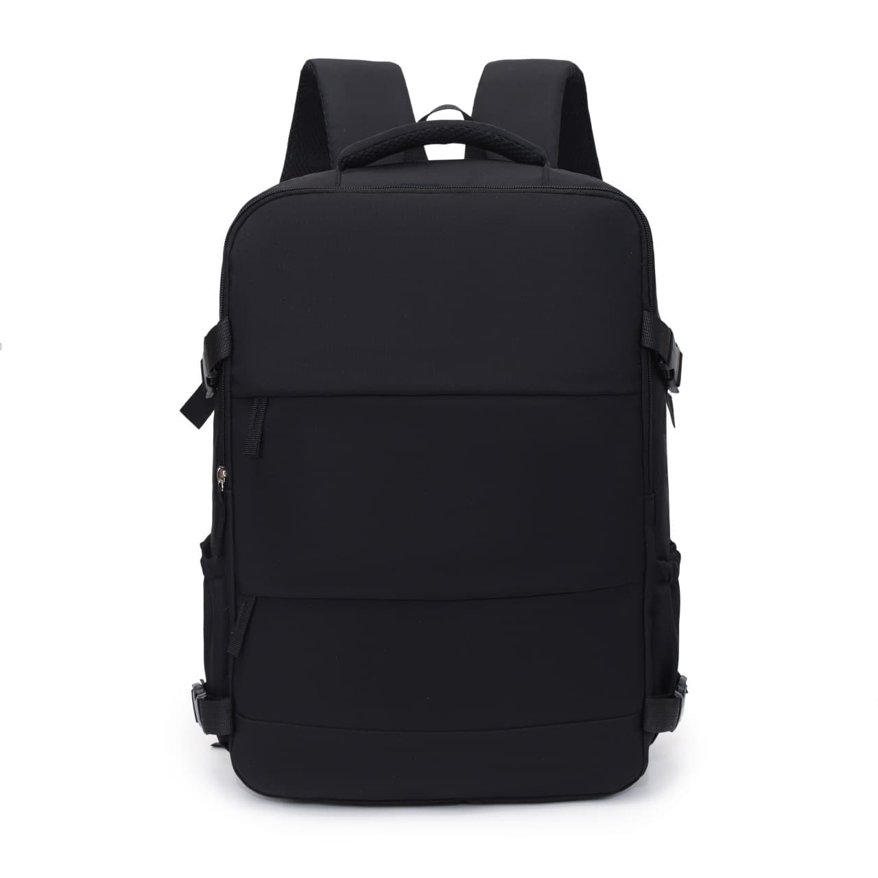 Black 25L Travel Laptop Backpack with Shoe Compartment 180 Degree Opening