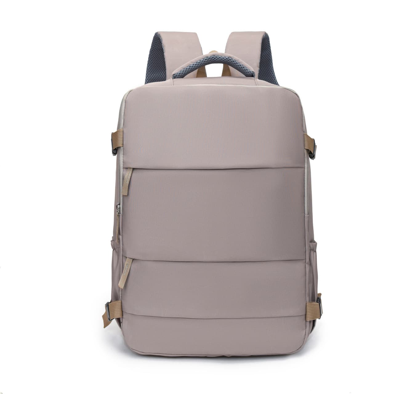 Grey 25L Travel Laptop Backpack with Shoe Compartment 180 Degree Opening