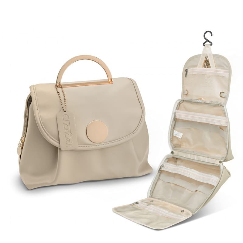 Beige Large Hanging Toiletry Bag Waterproof Travel Cosmetic Organiser
