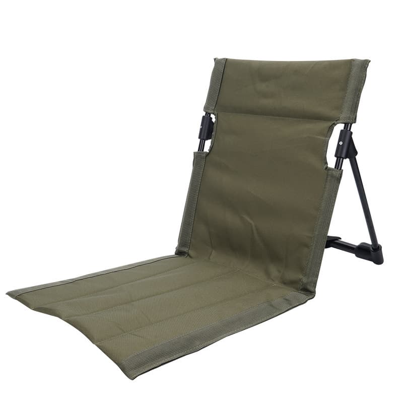 Army Green Portable Outdoor Ground Chair with Back Support Folding Beach Mat
