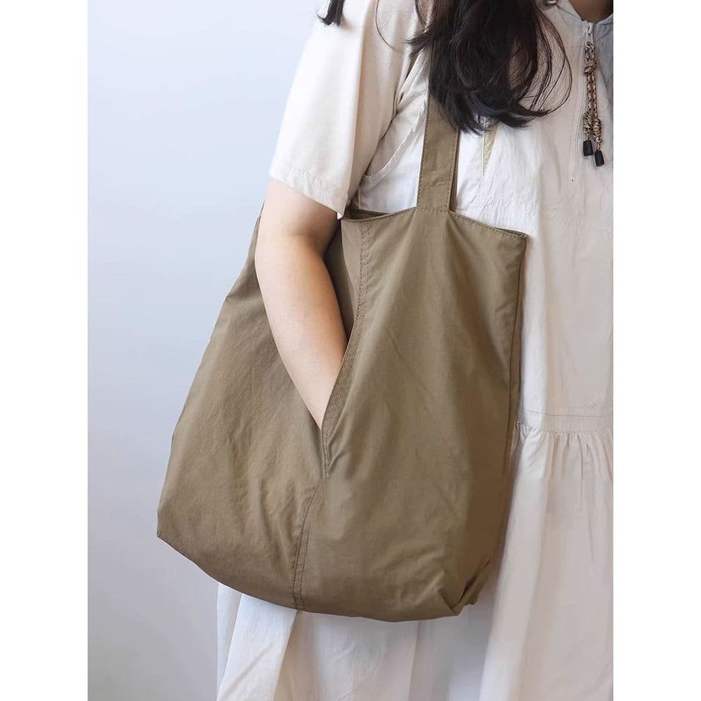 Light Brown Women's Minimalist Nylon Tote Bag Ultra Lightweight Shoulder