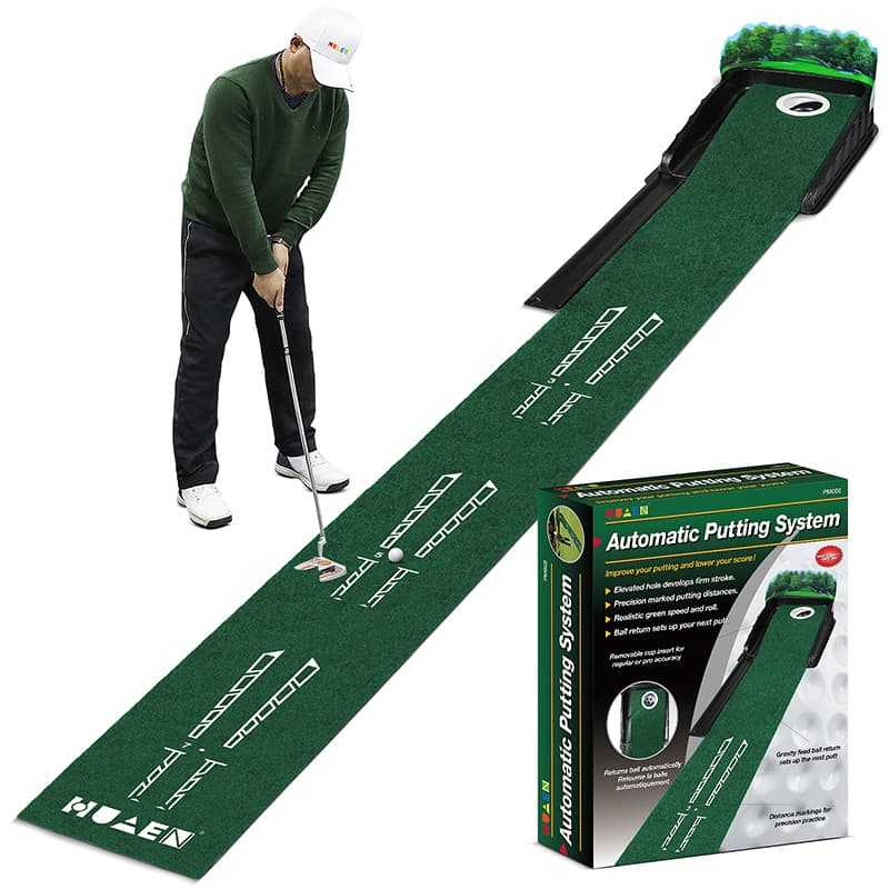 Indoor Golf Putting Mat with Automatic Ball Return System 2.6m Practice