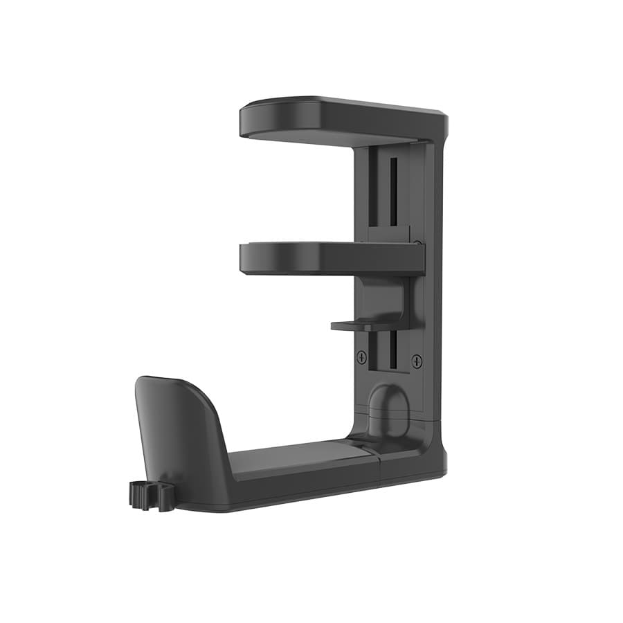 Black Under Desk Headphone Hanger Clamp 360 Degree - Fits 1-5.5 cm Desks