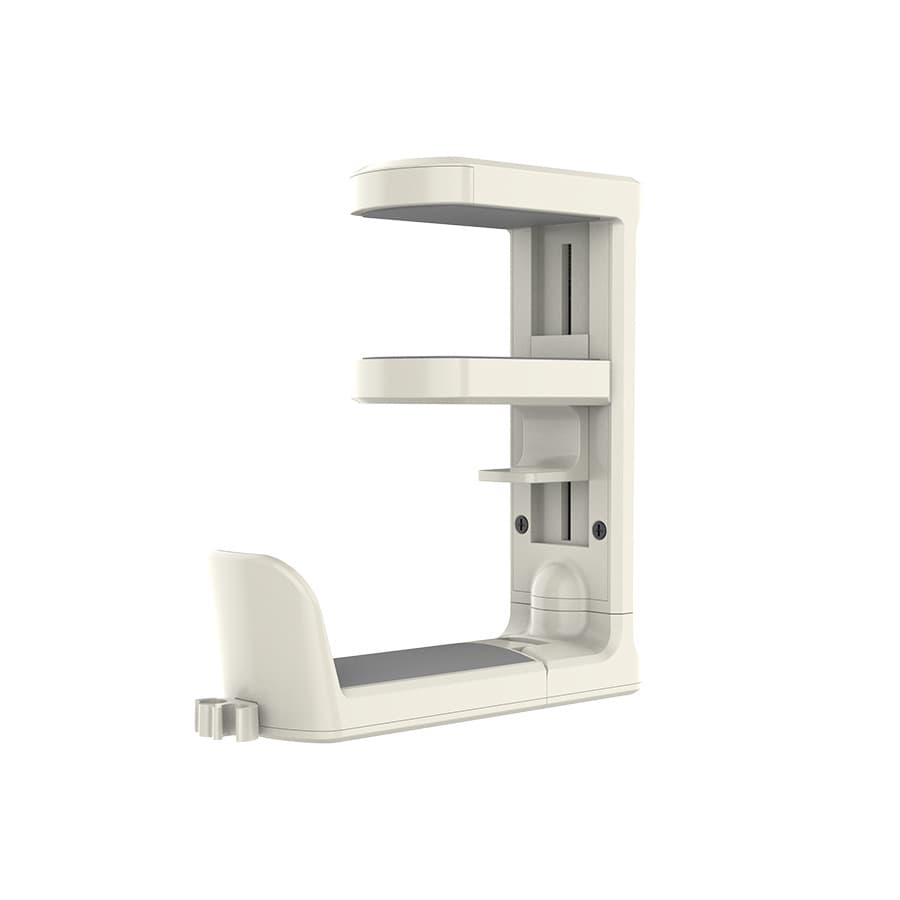 White Under Desk Headphone Hanger Clamp 360 Degree - Fits 1-5.5 cm Desks