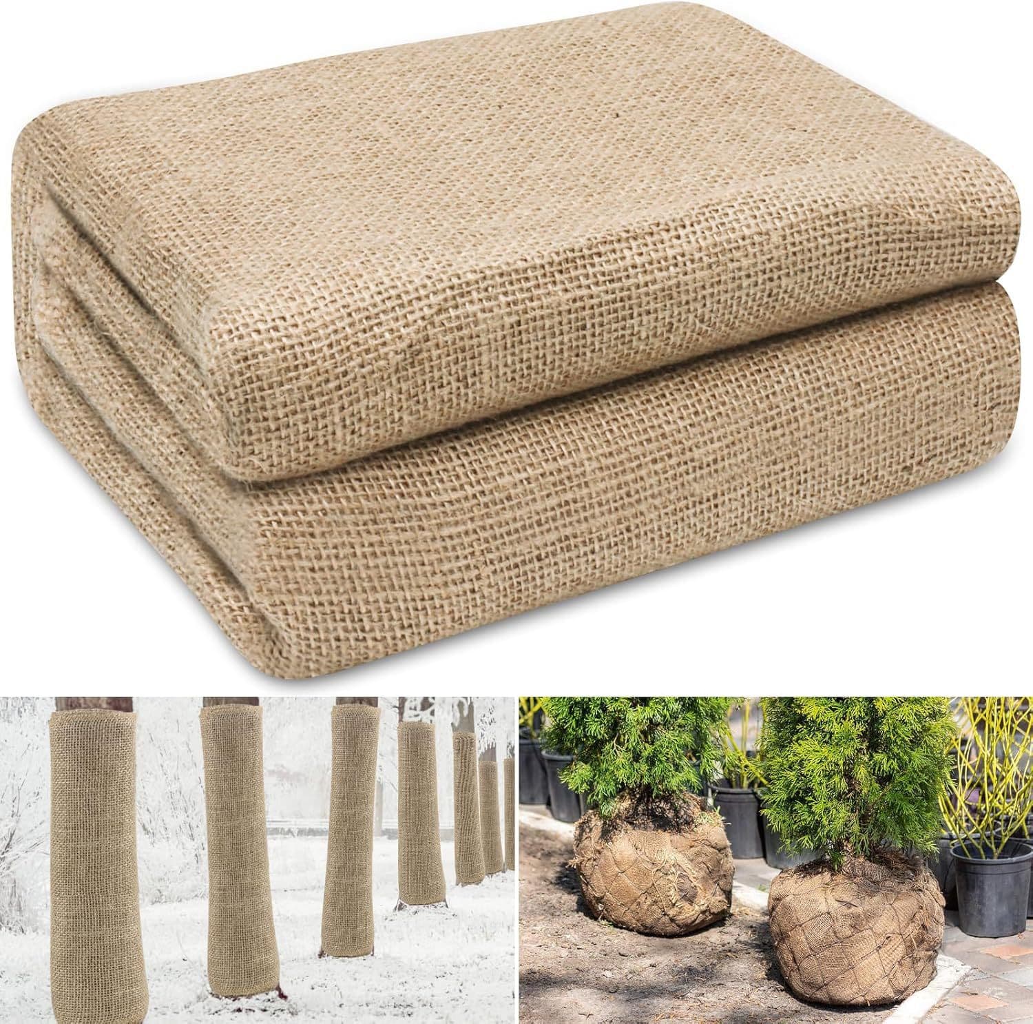 40in x 10ft Natural Jute Burlap Plant Blankets - High Density Winter Frost